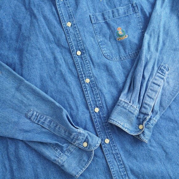 Vintage Chaps Ralph Lauren Denim Button Down Shirt Long Sleeve Mens Size XL - Picture 7 of 14